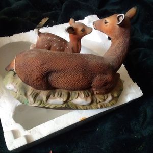 Franklin mint momma and baby deer